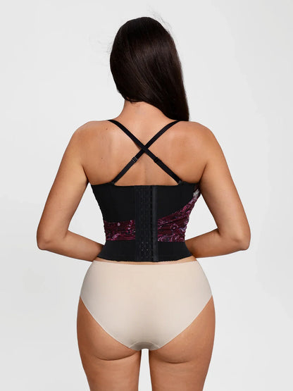 Shapewear Paisley V Neck Mesh Cami Corset Top
