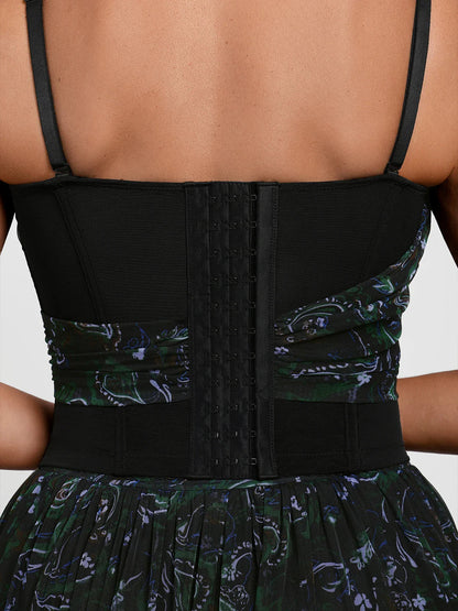 Shapewear Paisley V Neck Mesh Cami Corset Top