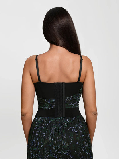 Shapewear Paisley V Neck Mesh Cami Corset Top