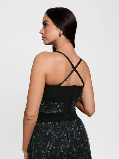 Shapewear Paisley V Neck Mesh Cami Corset Top