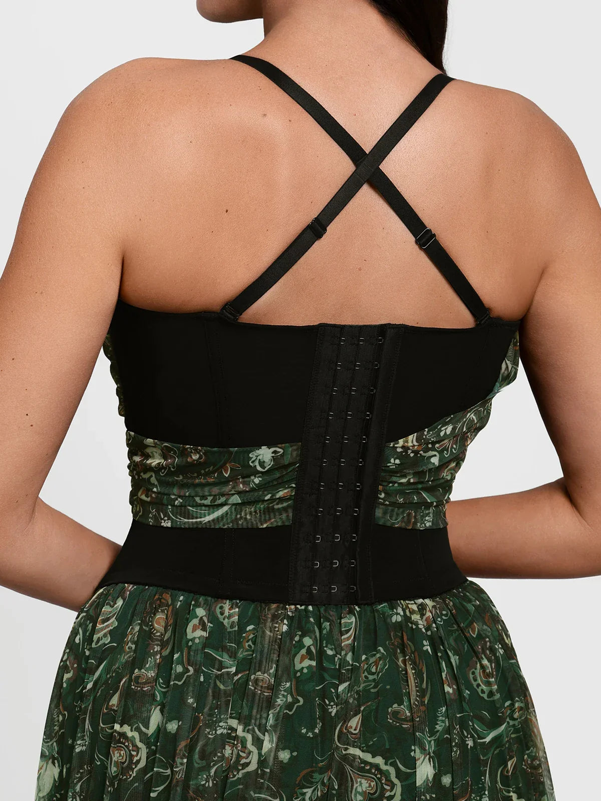 Shapewear Paisley V Neck Mesh Cami Corset Top