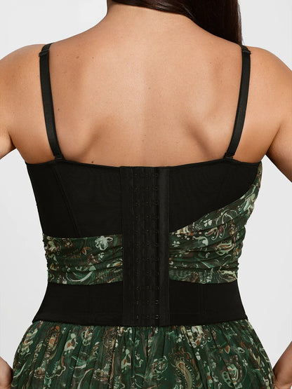 Shapewear Paisley V Neck Mesh Cami Corset Top