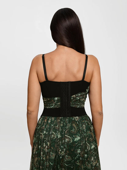 Shapewear Paisley V Neck Mesh Cami Corset Top
