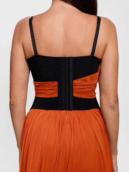 Shapewear Paisley V Neck Mesh Cami Corset Top