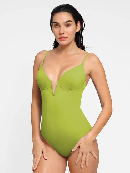 Shapewear Deep V-Neck Slimming One-Piece Swimsuit
