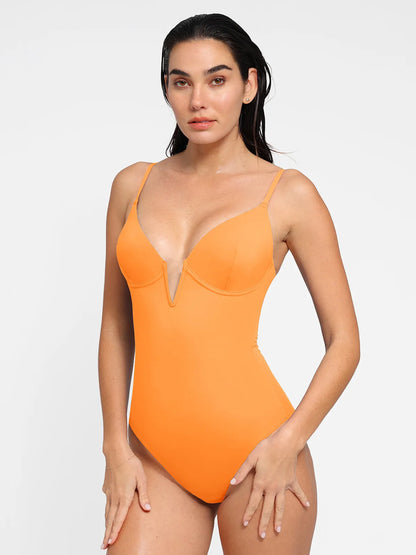 Shapewear Deep V-Neck Slimming One-Piece Swimsuit