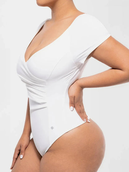 Shapewear Portrait Neckline Draped Sculpting Bodysuit