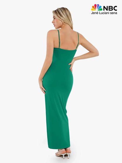 Shapewear Ruched Bias Twist Tummy Control Maxi Dress