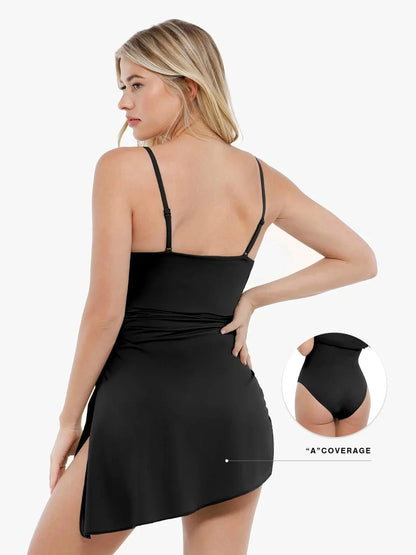 Shapewear Convertible Ruched Tummy Control One-Piece Swimsuit