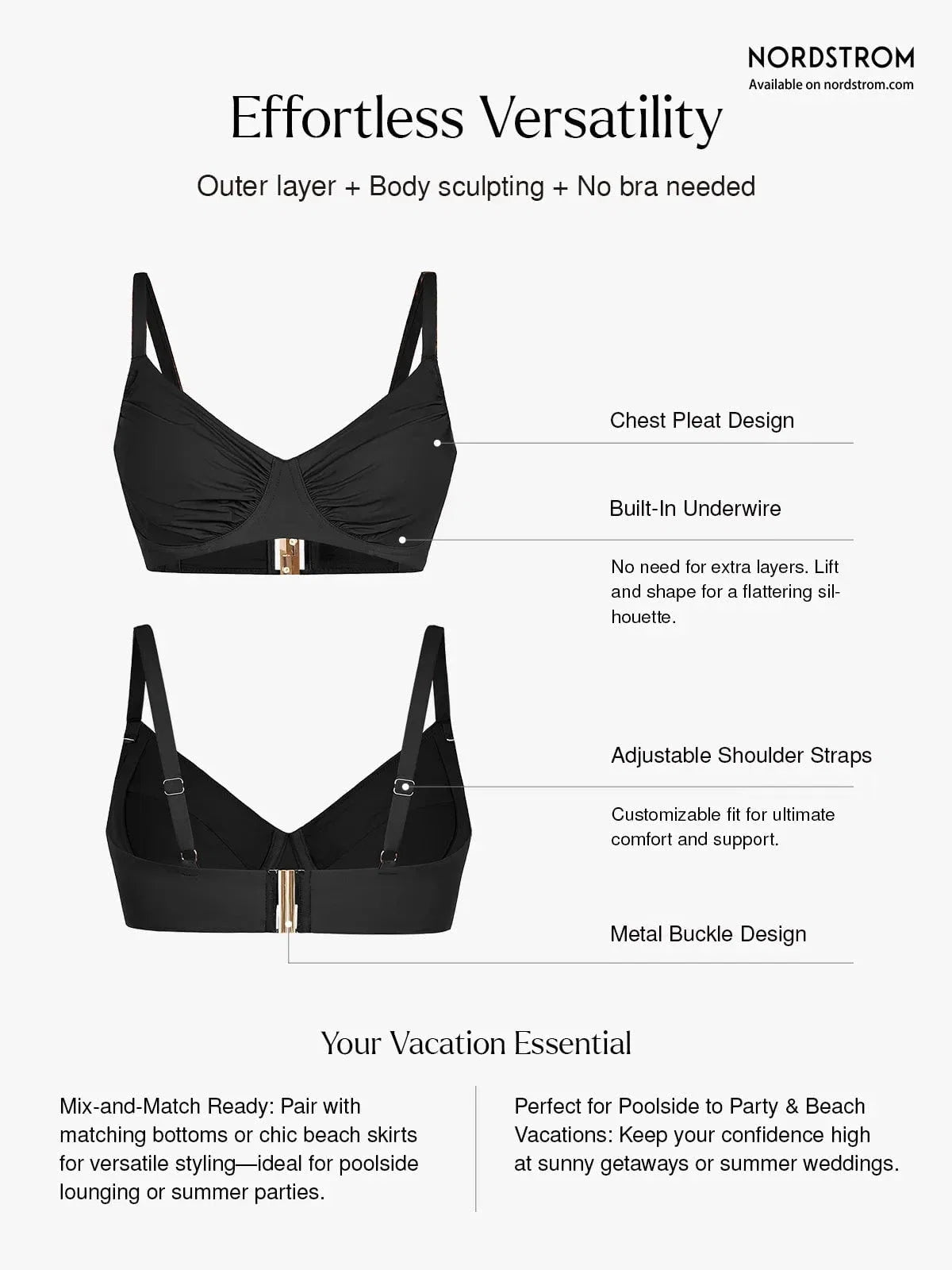 Shapewear Ruched Underwire Bikini Top