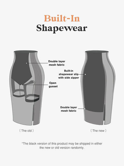 Shapewear Mock Neck Leather Sculpting Bodysuit Skirt Set