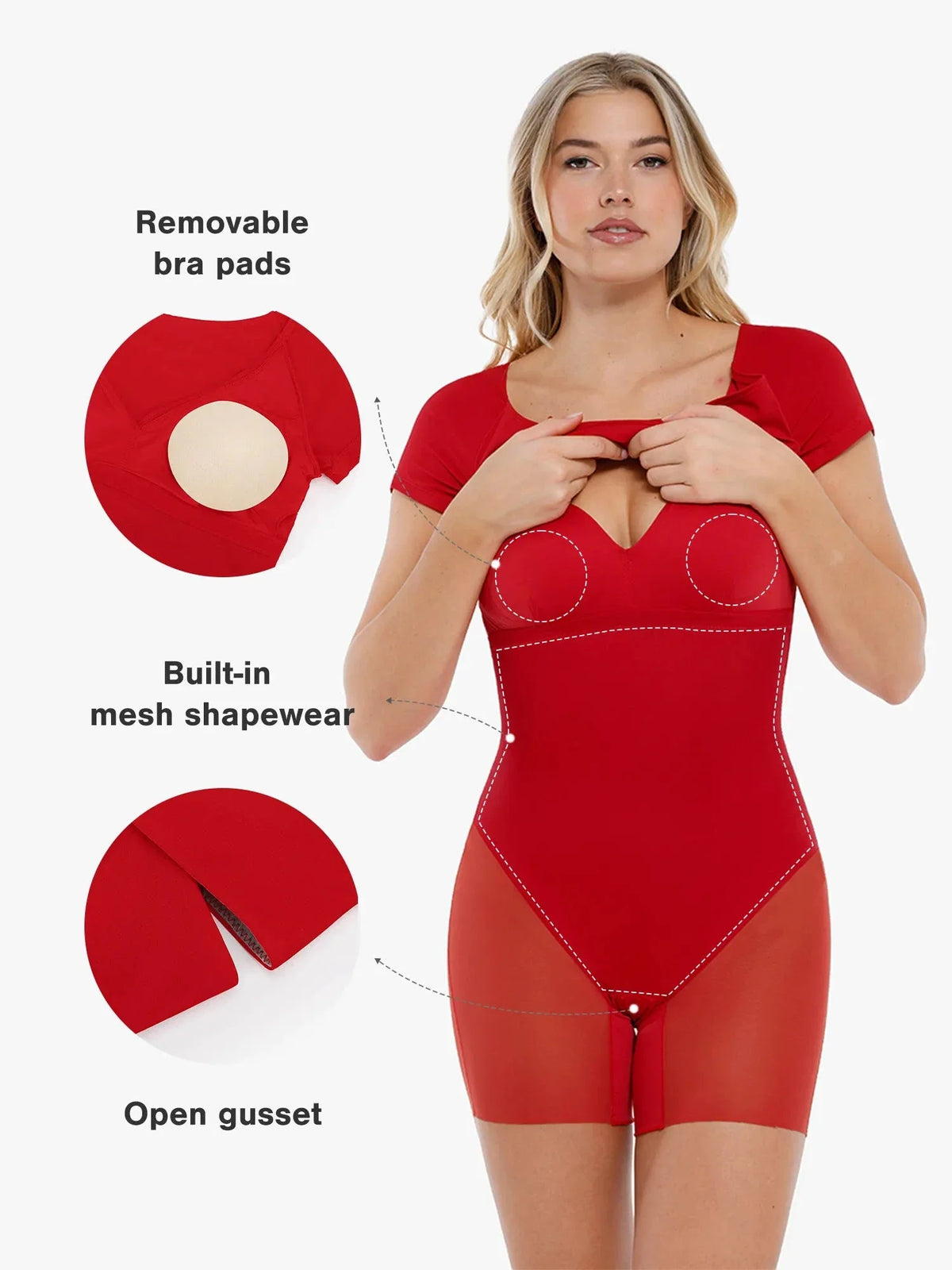 Work Dress Short Sleeve Midi Built-in Shapewear & Bra