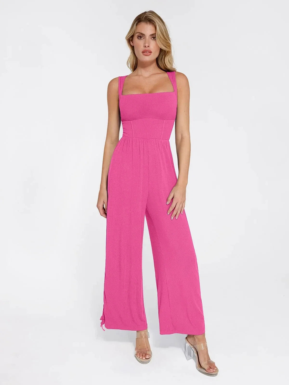 Shapewear Square Neck Tummy Control Wide Leg Jumpsuit