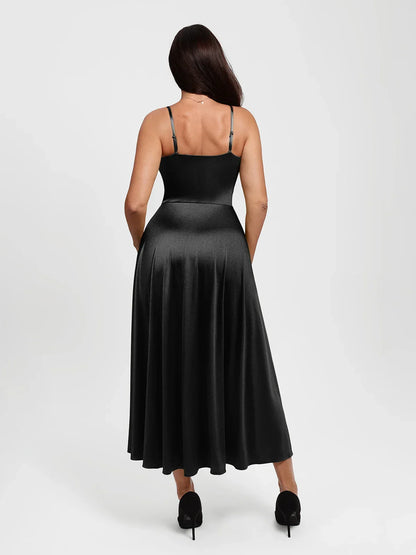 Shapewear Strappy Cowl Neck Fit & Flare Maxi Dress