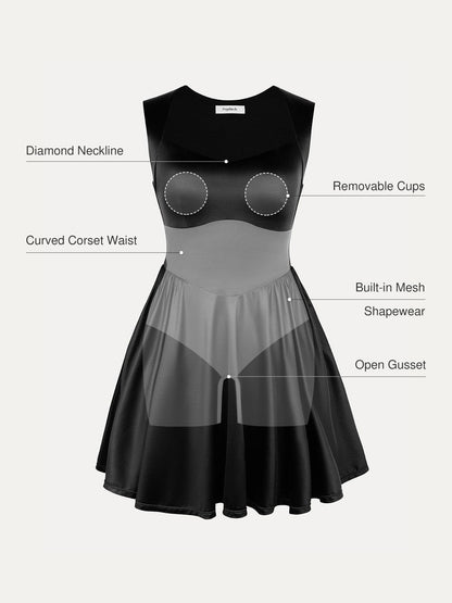 Shapewear Sweetheart Neckline Fit & Flare Mini Dress