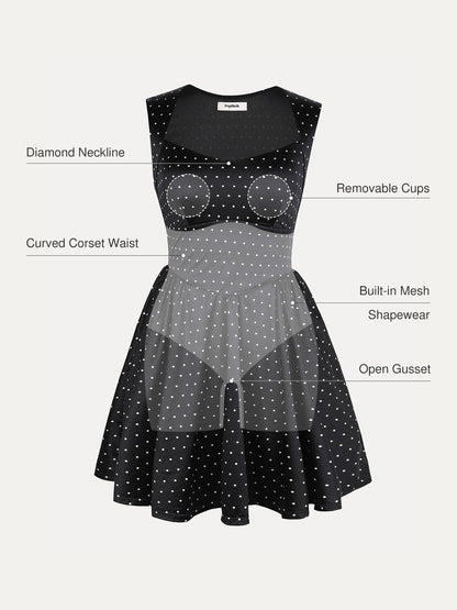Shapewear Sweetheart Neckline Fit & Flare Mini Dress
