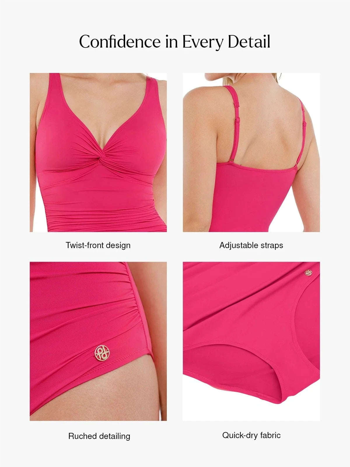 Shapewear Twist Front Ruched Tummy Control Swimsuit