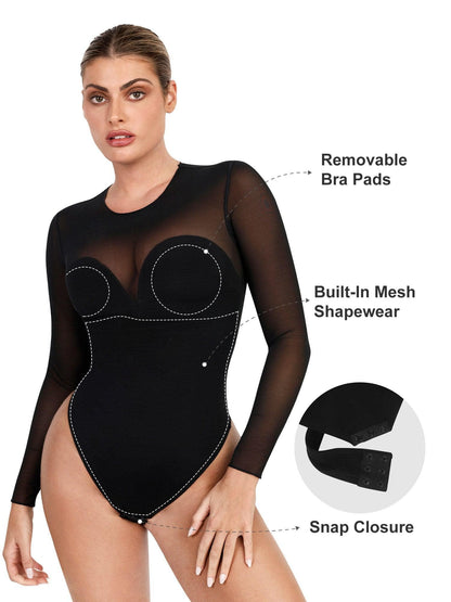 Shapewear Illusion Mesh Slimming Thong Bodysuits