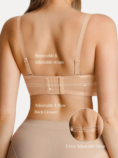 Unlined Sheer Mesh Strapless Minimizer Underwire Bra