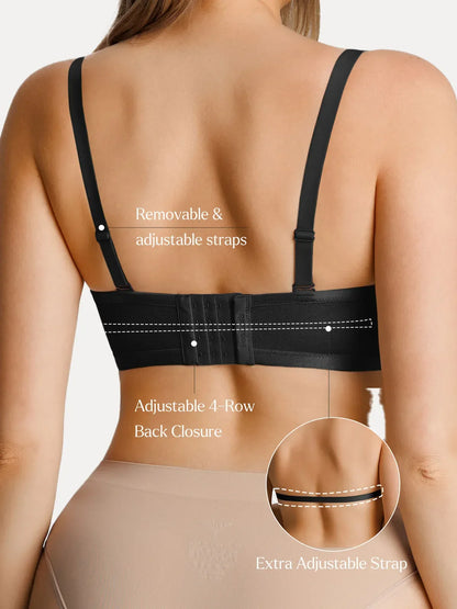Unlined Sheer Mesh Strapless Minimizer Underwire Bra