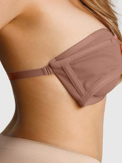 Unlined Sheer Mesh Strapless Minimizer Underwire Bra