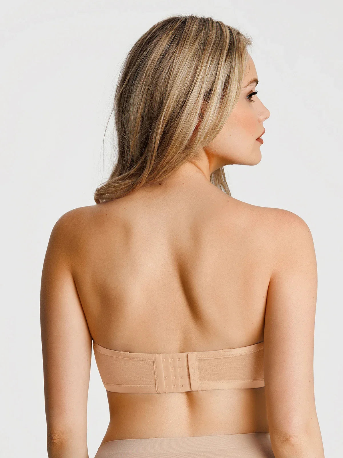 Unlined Sheer Mesh Strapless Minimizer Underwire Bra