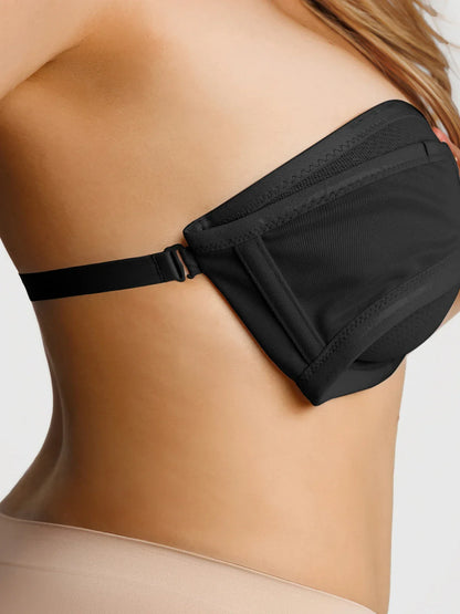 Unlined Sheer Mesh Strapless Minimizer Underwire Bra