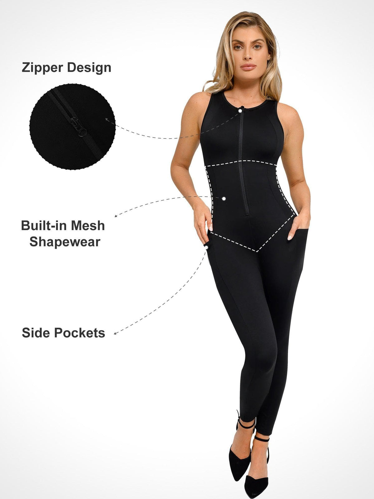 The Shapewear Jumpsuit Sleeveless Shapewear Zip Front For Insiders