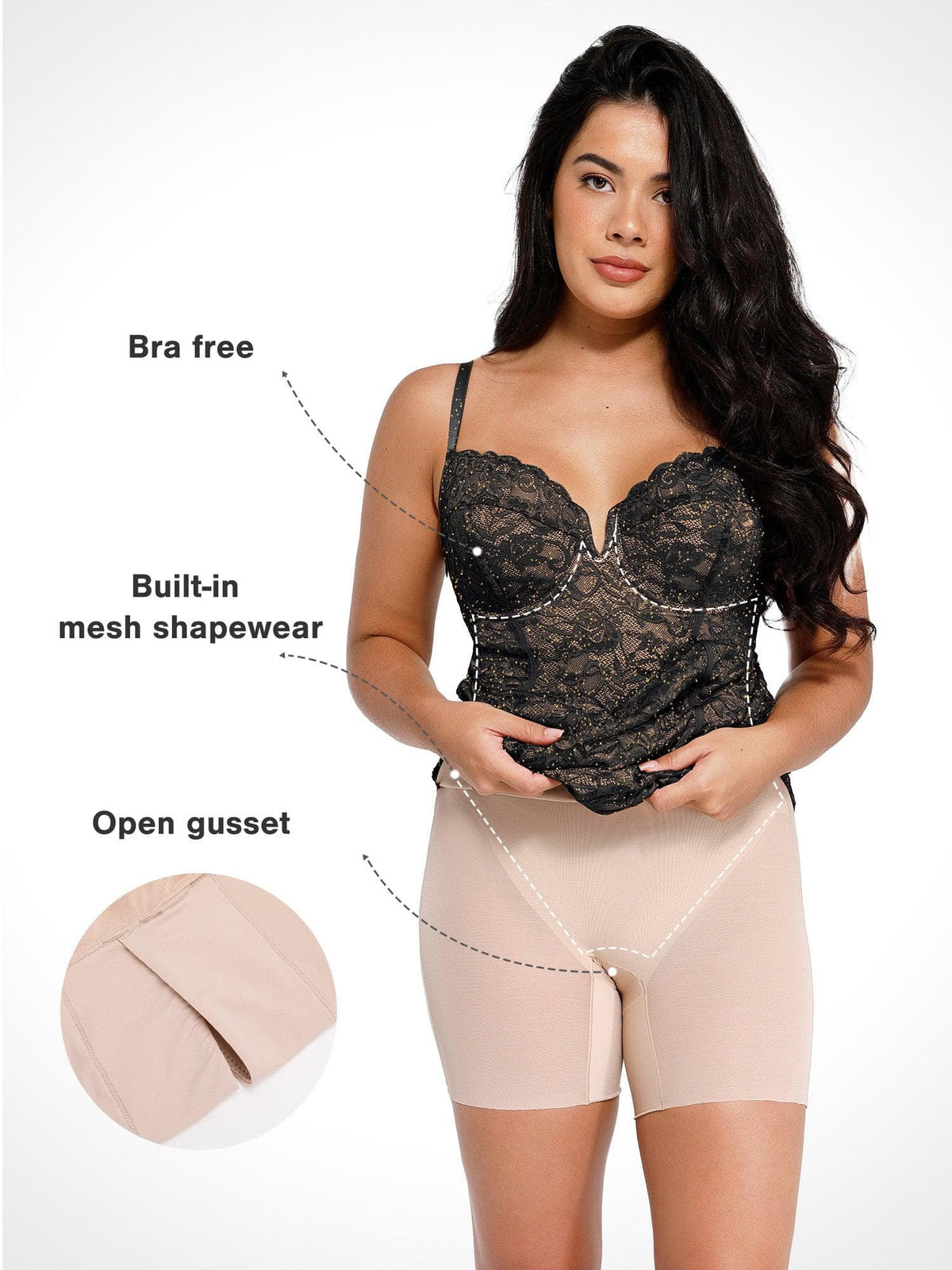 Shapewear All-Lace Side Slit Hourglass Corset Midi Dress