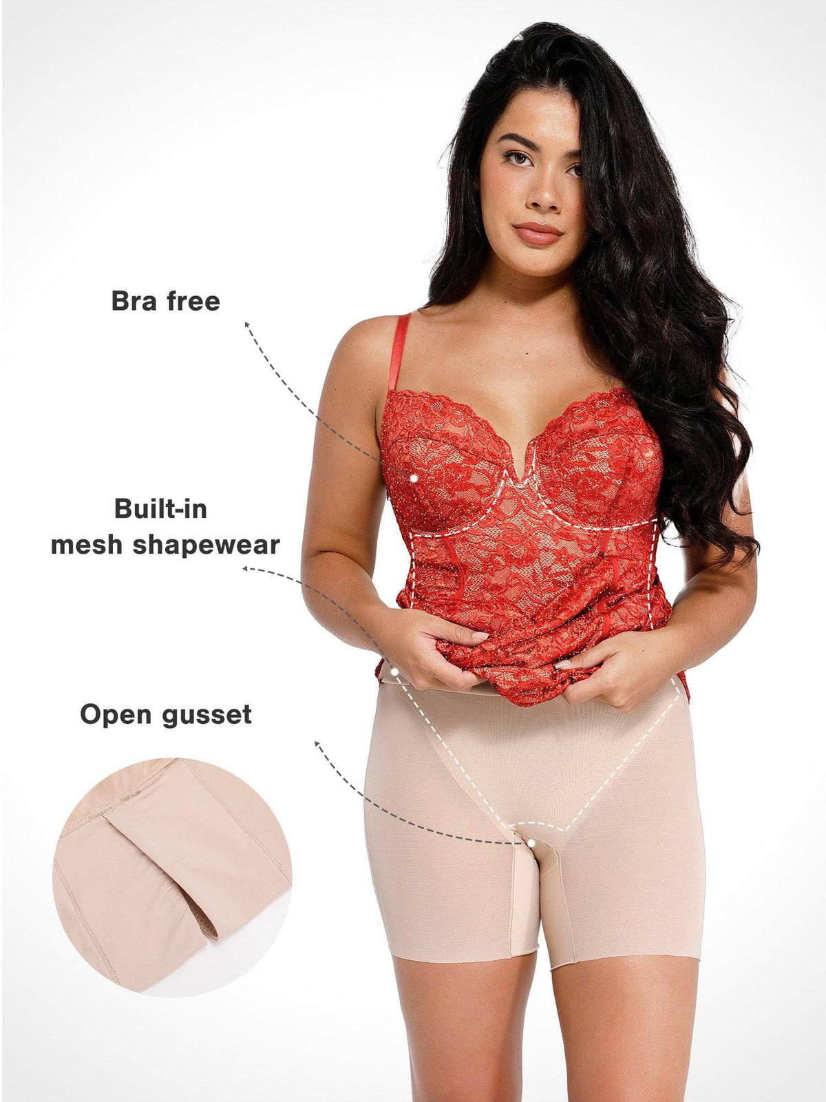 Shapewear All-Lace Side Slit Hourglass Corset Midi Dress