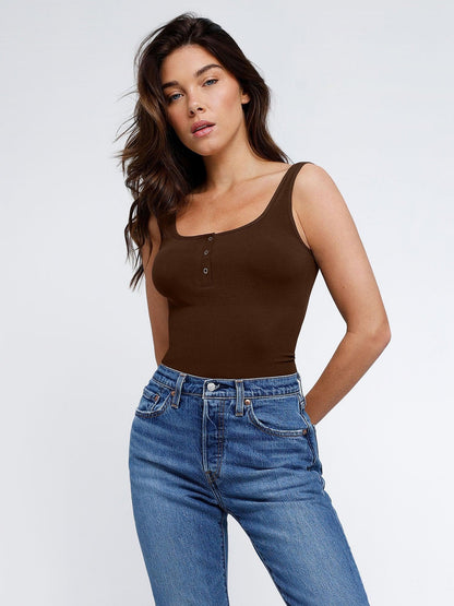 Soft Modal Seamless Henley Tank Bodysuit
