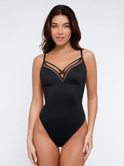 Shapewear Illusion Mesh Slimming Thong Bodysuits