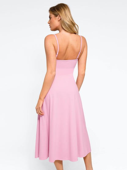 Shapewear Built-In Sculpting A-Line Midi Slip Dress