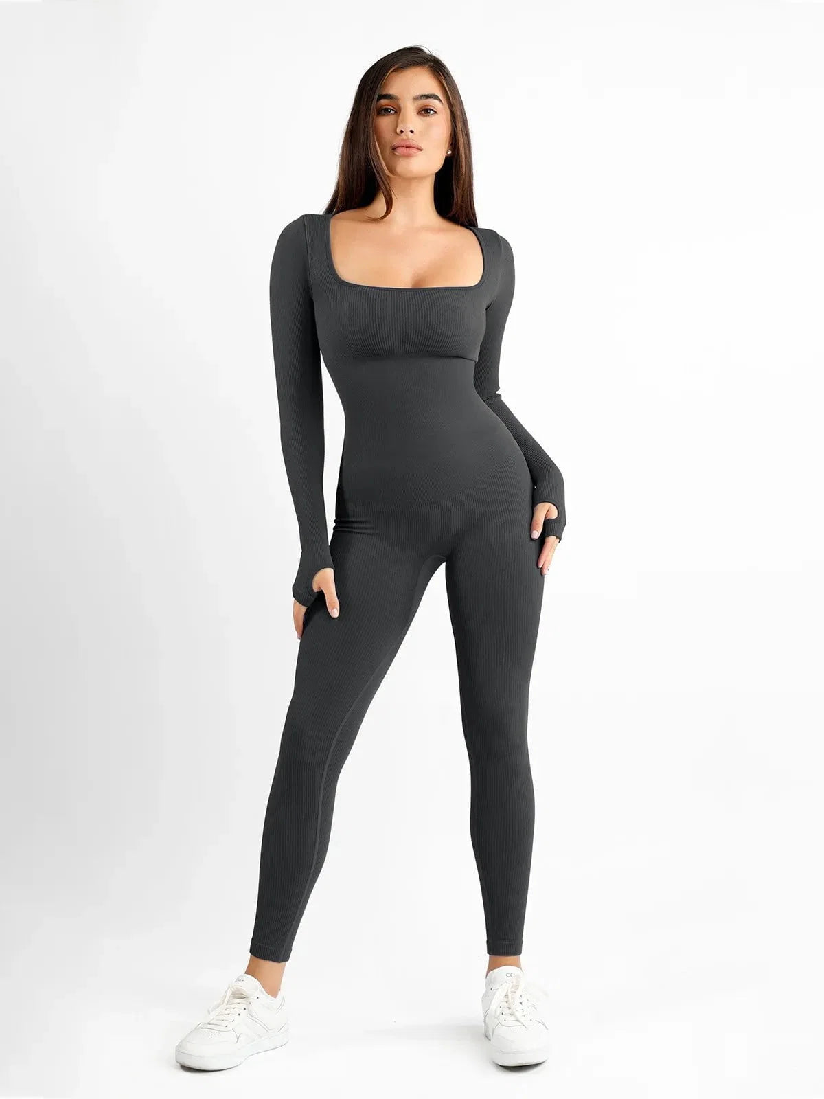Shapewear Long Sleeve Seamless Thumb Hole Jumpsuit