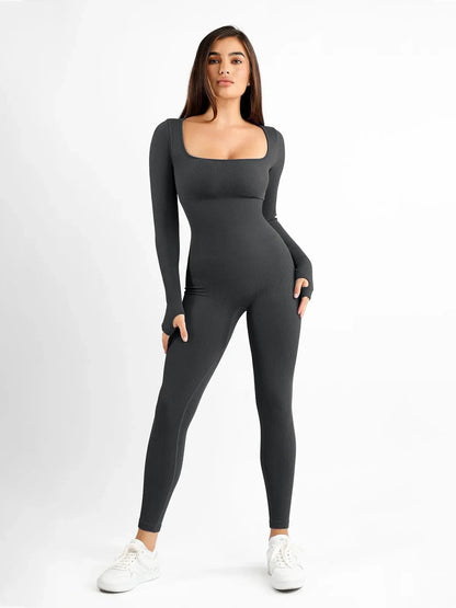 Shapewear Long Sleeve Seamless Thumb Hole Jumpsuit