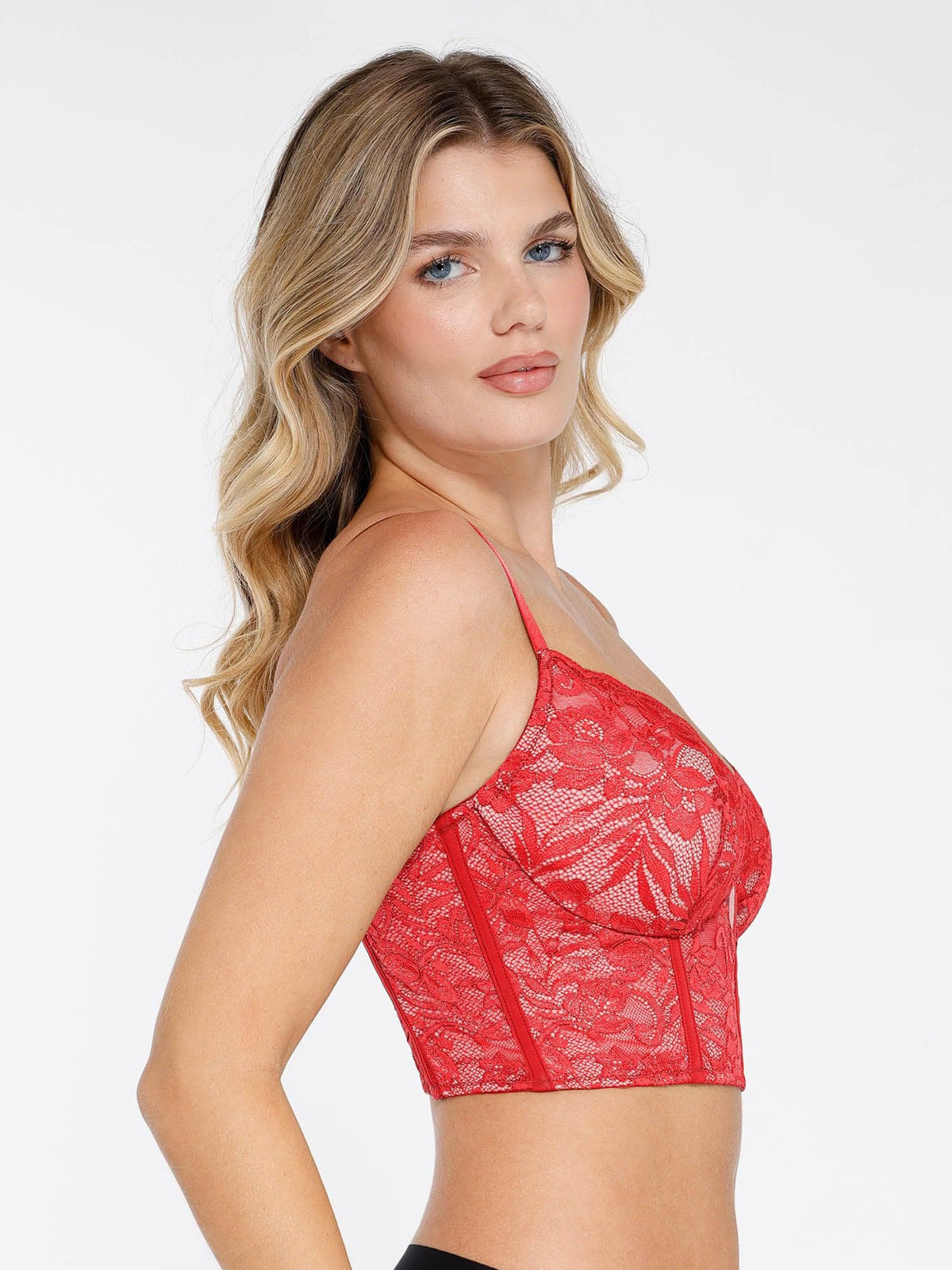 Shapewear Lace Corset Top Split Skirt Mesh Cover-Up Set