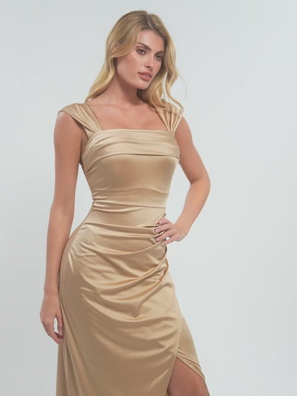 Shapewear Boho Floral Lace Front Slit Maxi Dress